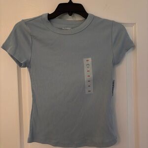 Old Navy Light Blue Ribbed Crewneck Short Sleeve Tee